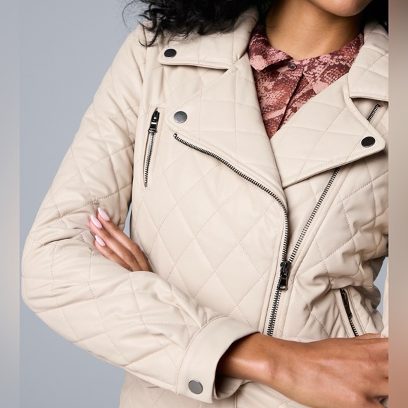 NWT Simply Vera Vera Wang Quilted Moto Jacket Size Medium - Picture 3 of 7